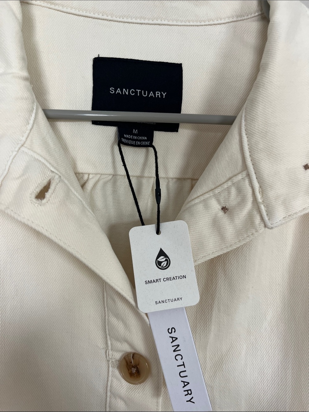 Brand New 100% Cotton Sanctuary Cream Denim Jacket - Picture 3 of 6